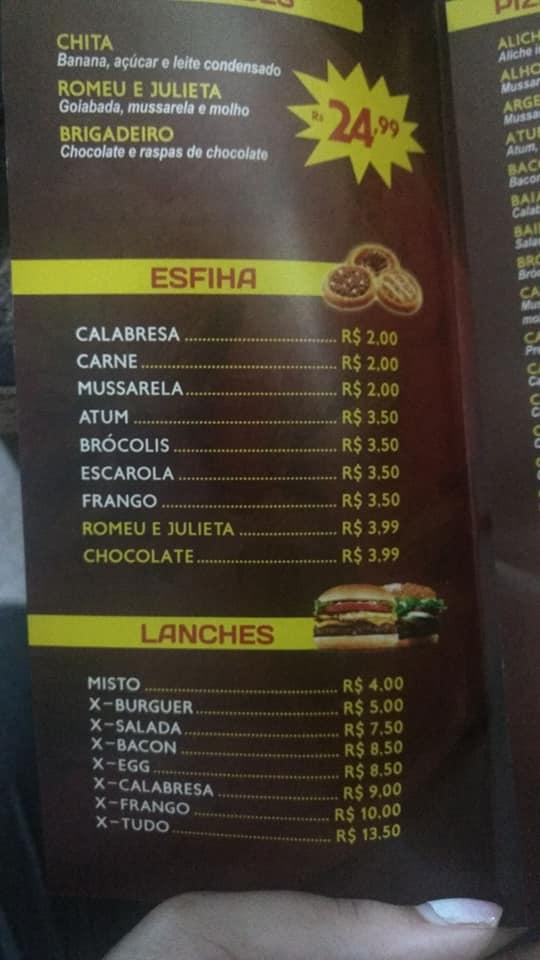 Lanchonete e Pizzaria Carioca cardápio