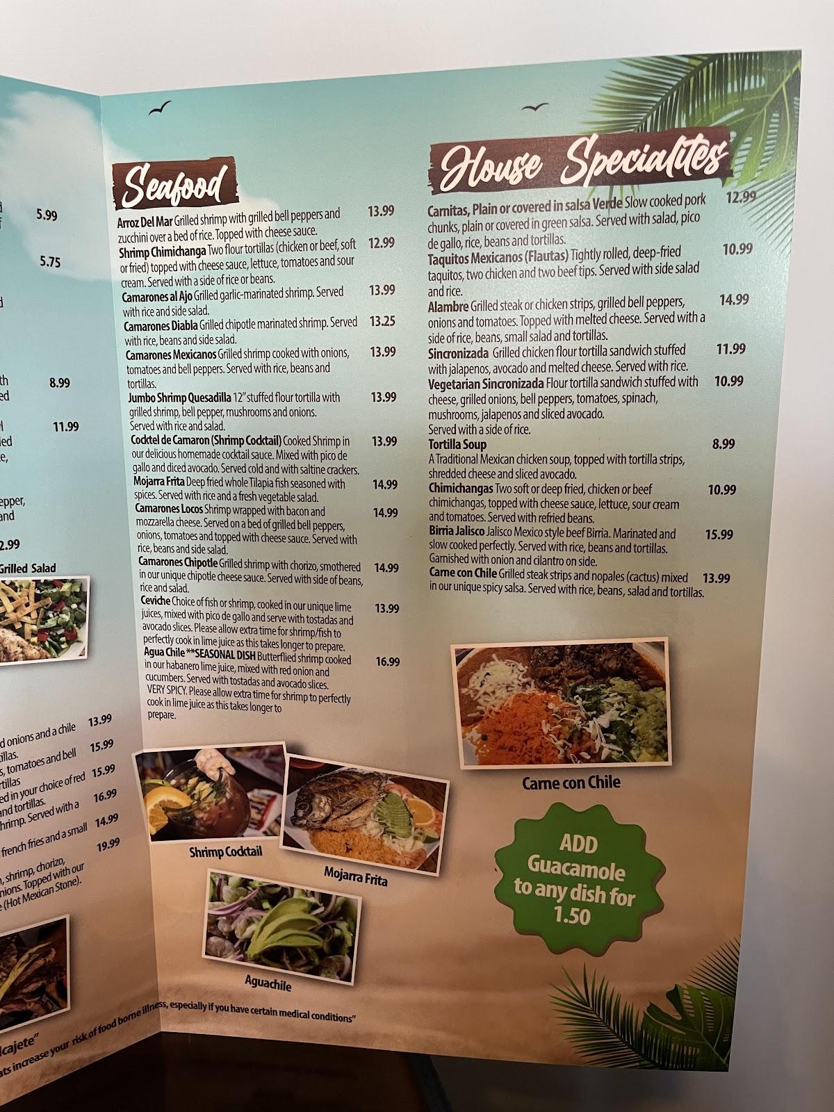 Menu at Margaritas Mexican Grill & Cantina pub & bar, Surf City