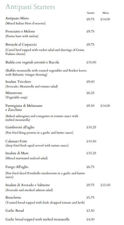 Menu At Villa Rosa Restaurant Egham 13 15 High St