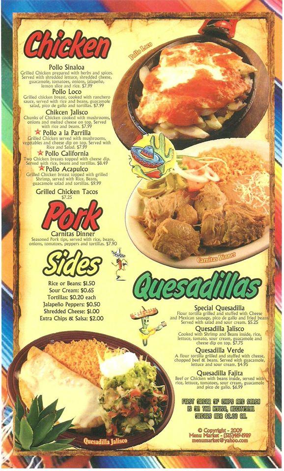 Menu At Tequila Jalisco Mexican Restaurant Brookfield