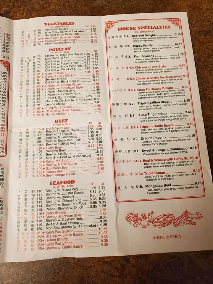 Menu At No 1 Chinese Restaurant Menominee