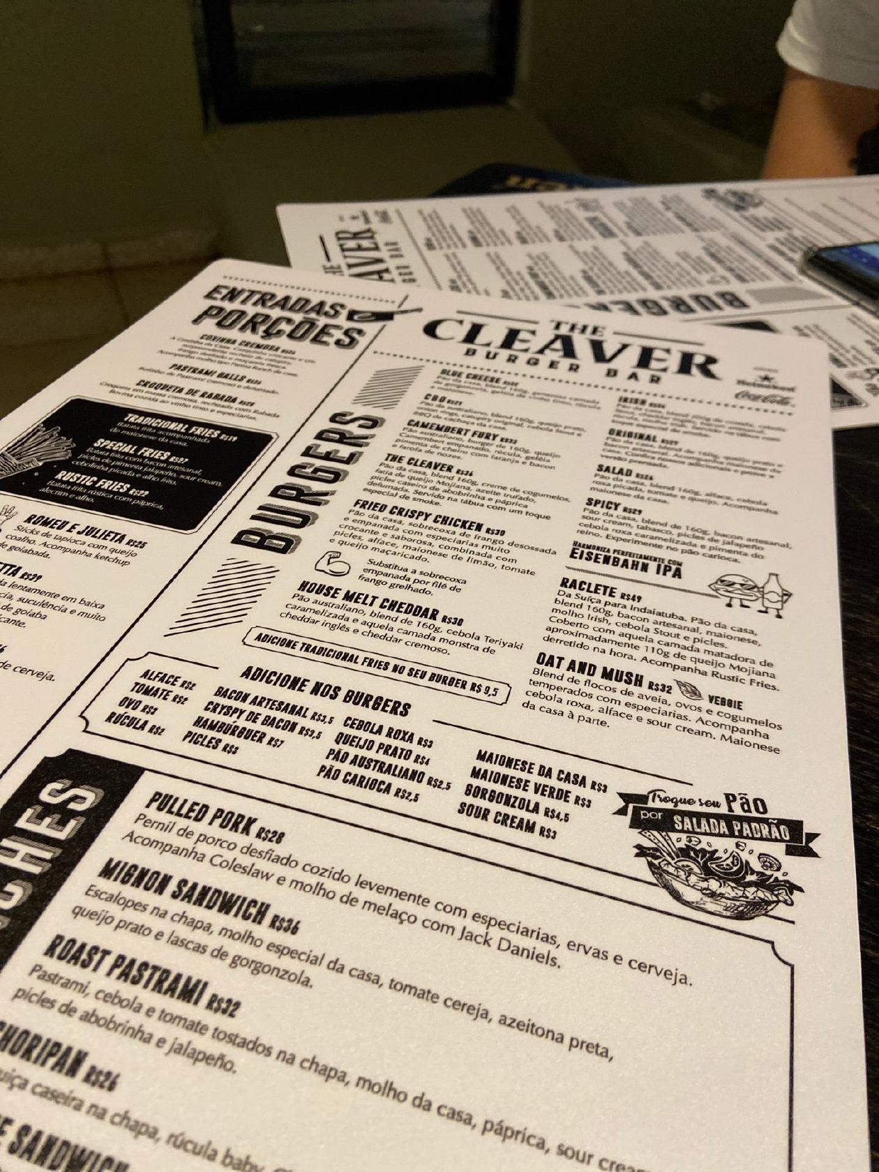 Menu at The Cleaver pub & bar, Indaiatuba
