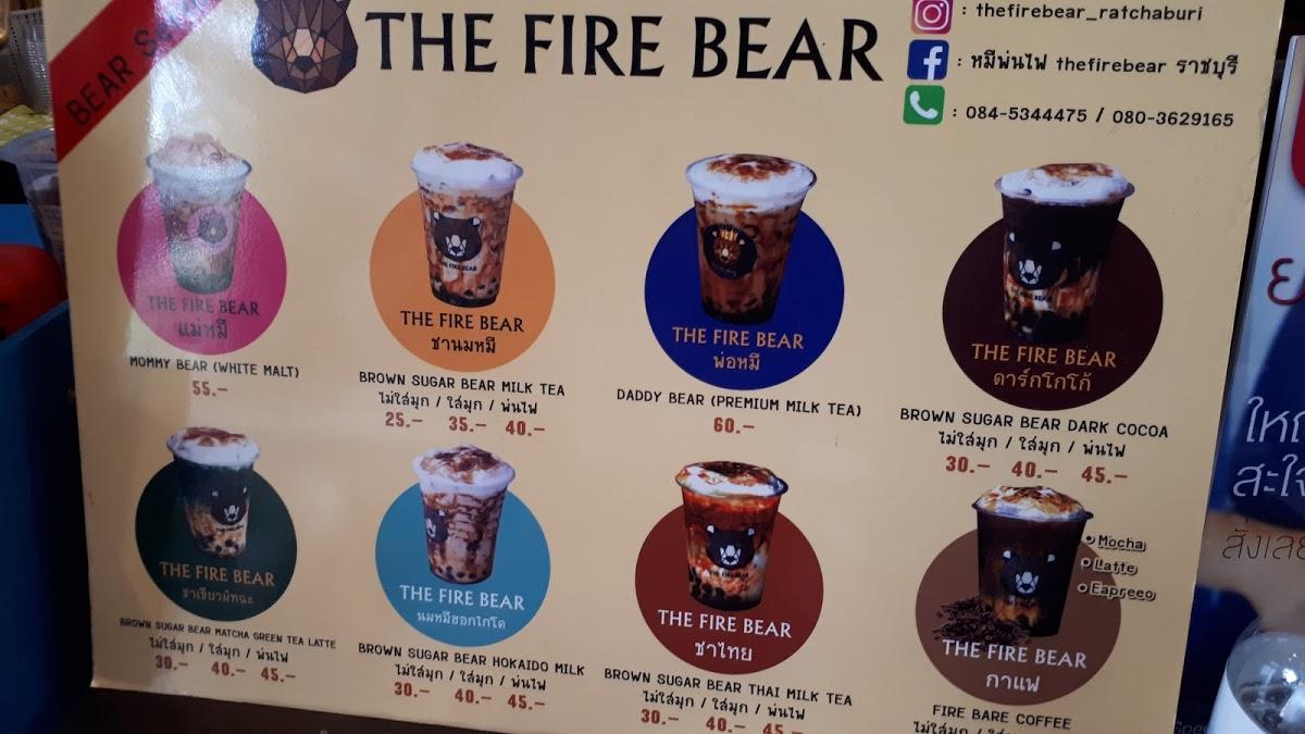 Menu at หมีพ่นไฟ The FiRe Bear ราชบุรี cafeteria, Thailand