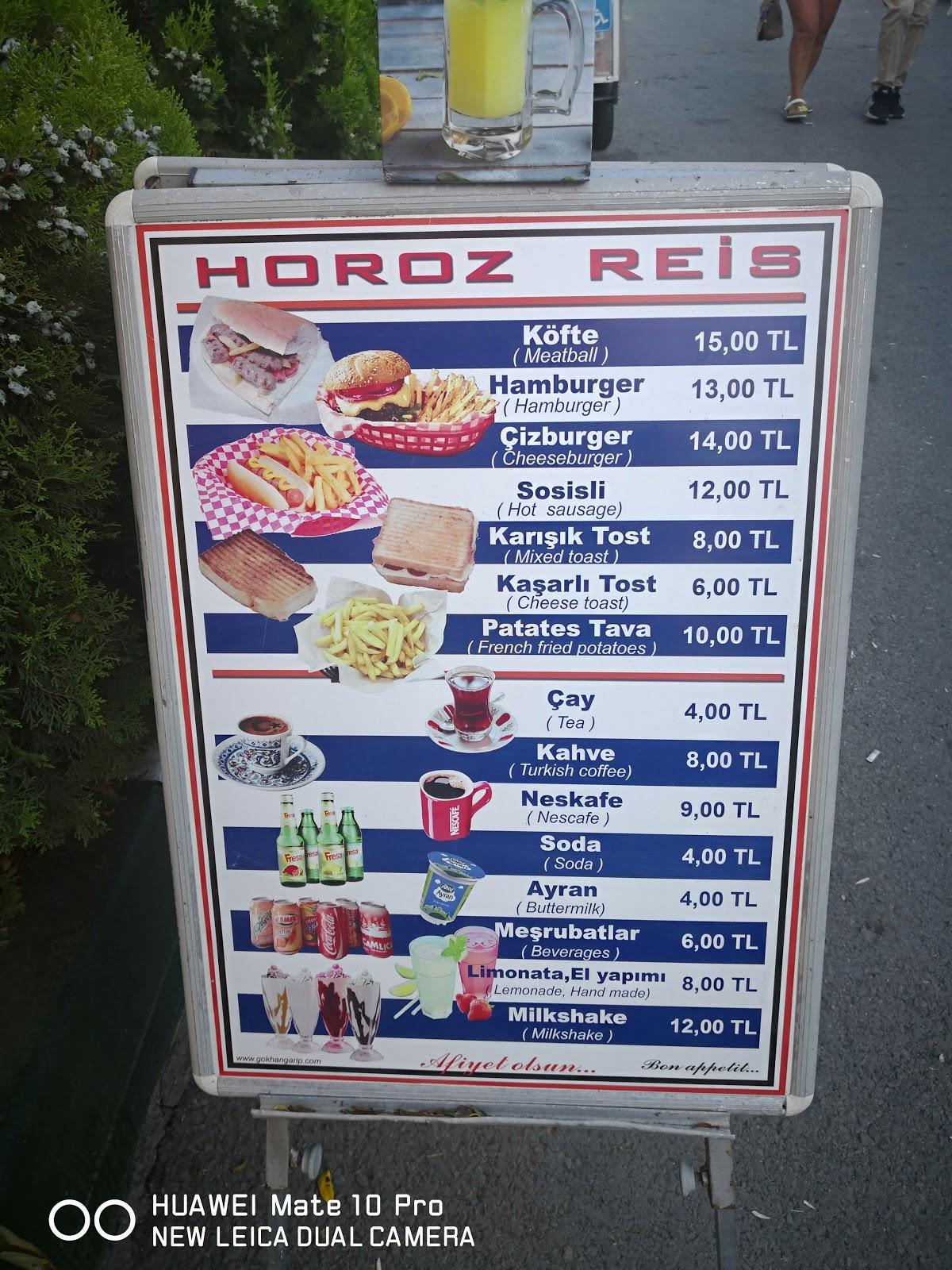 Menu at Roosters Tea Garden, Adalar