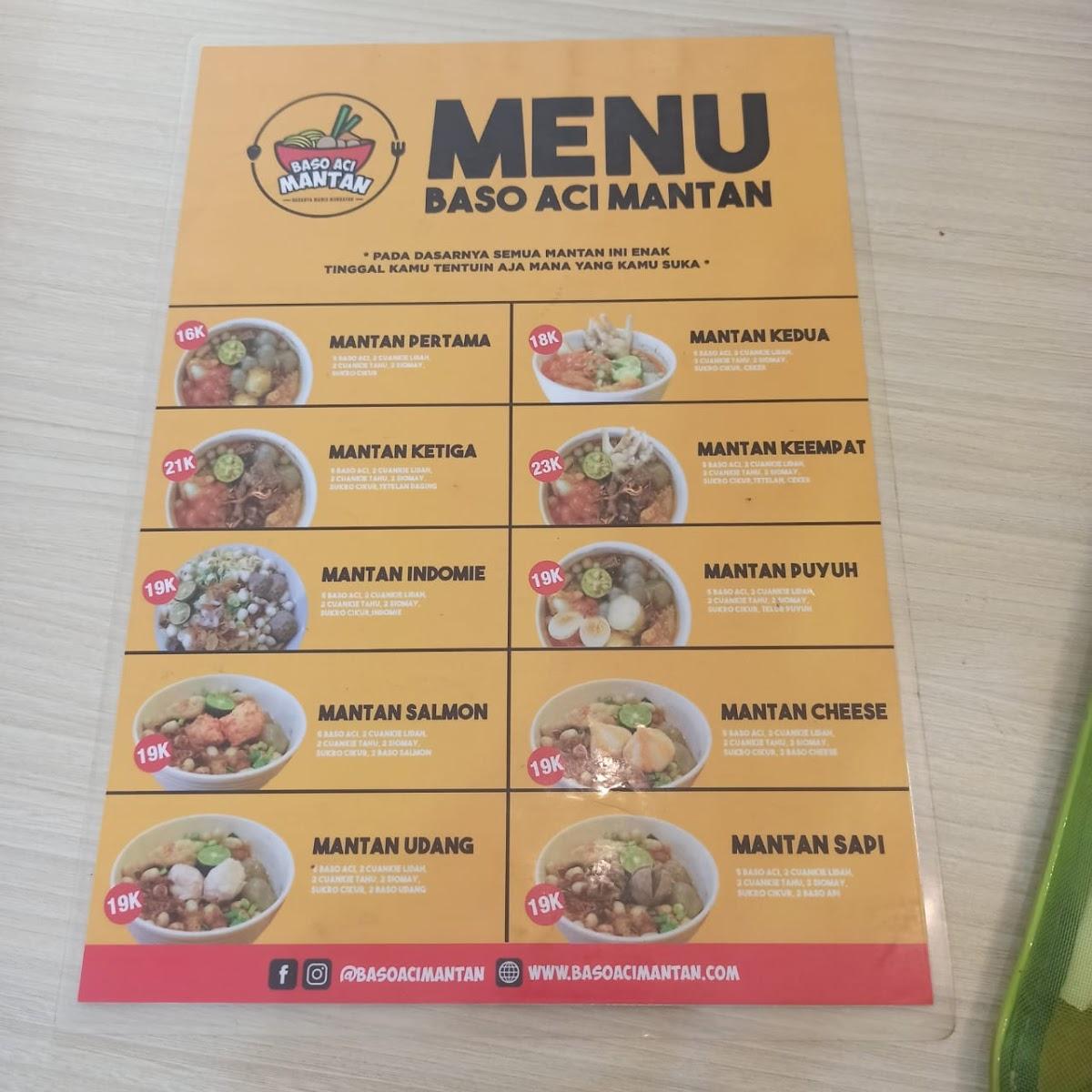 Menu At Baso Aci Mantan Condet Restaurant East Jakarta