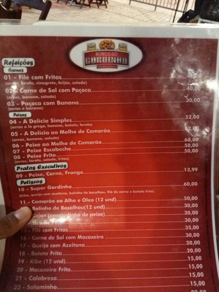 Boteco do Gordinho cardápio
