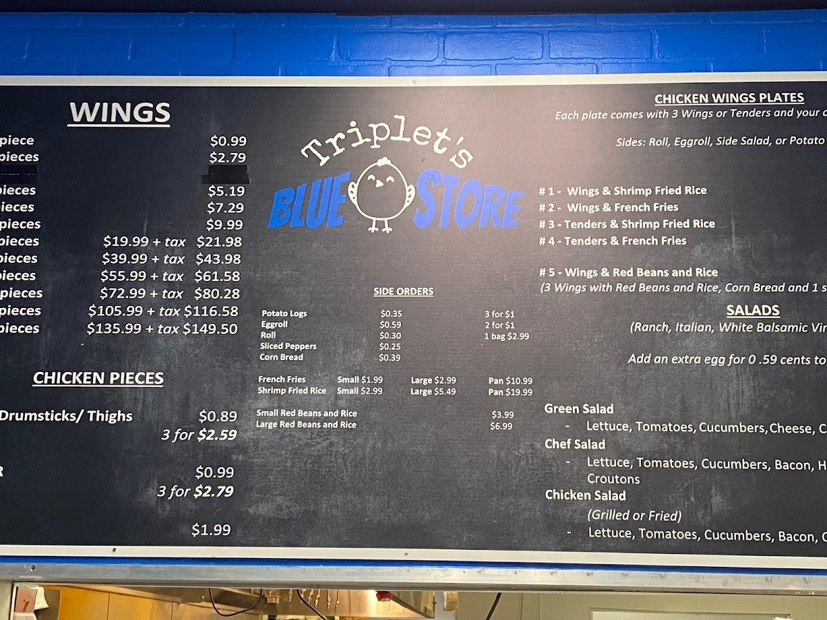 Menu at Triplet's Blue Store Chicken restaurant, Baton Rouge