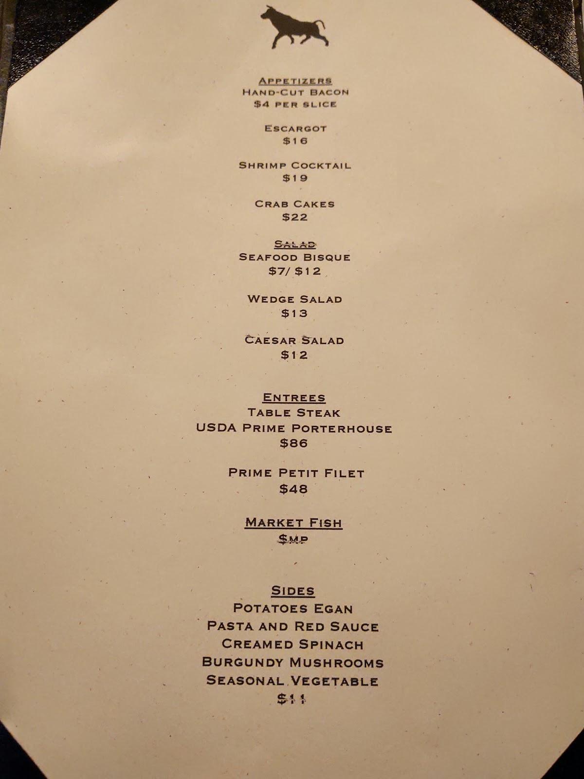 Menu at Bull In The Alley pub & bar, Tulsa