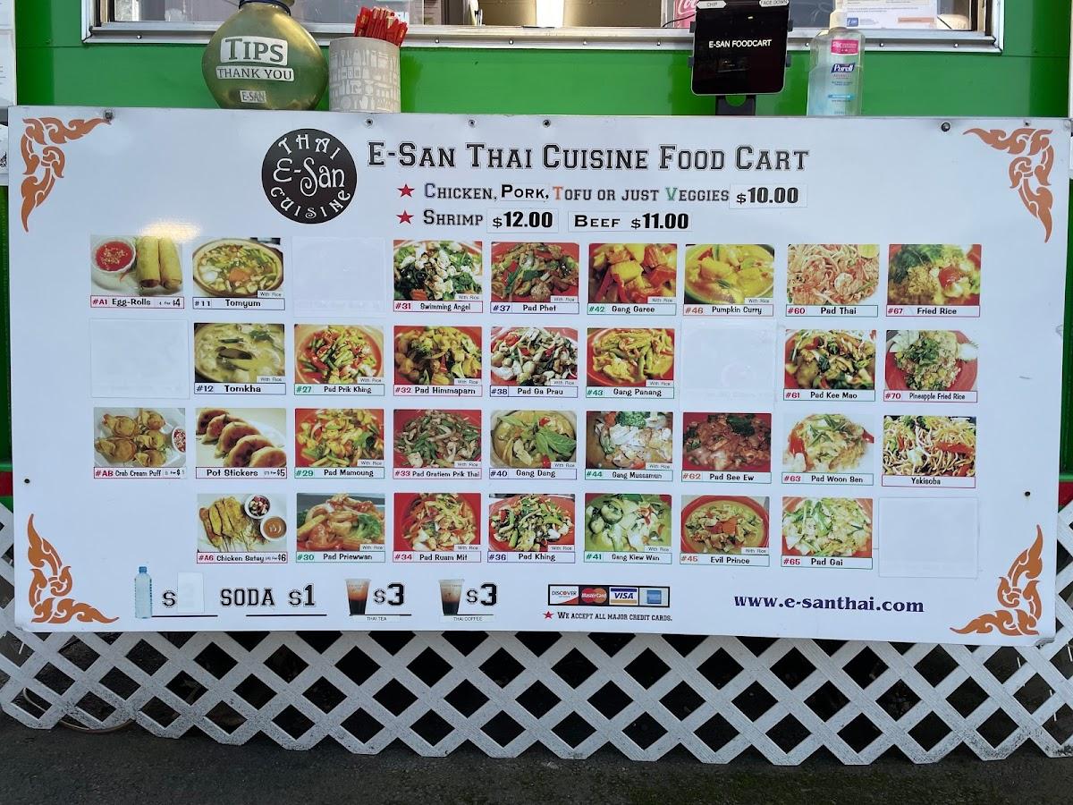 Menu at ESan Thai Cuisine Food Cart restaurant, Beaverton, SW Rose