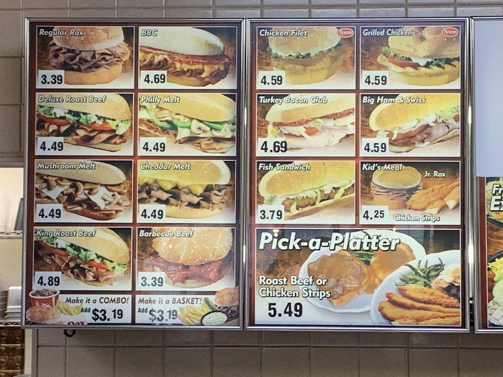 Menu at Rax restaurant, Harlan, US421