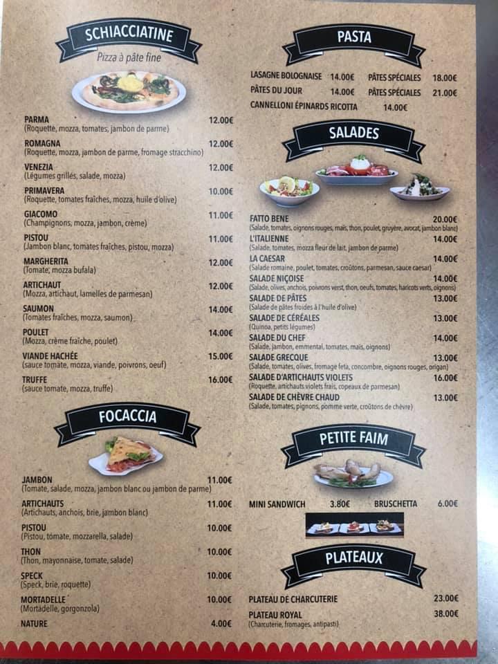 Menu At Fatto Bene Pizzeria Sainte Maxime