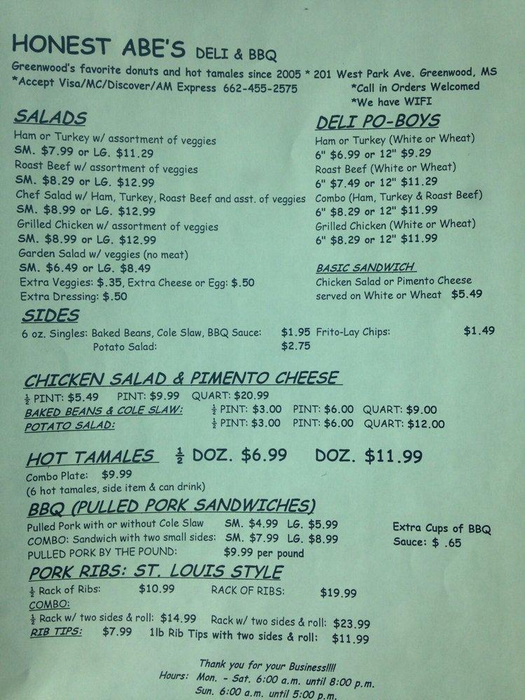 Menu At Honest Abes Donuts Greenwood