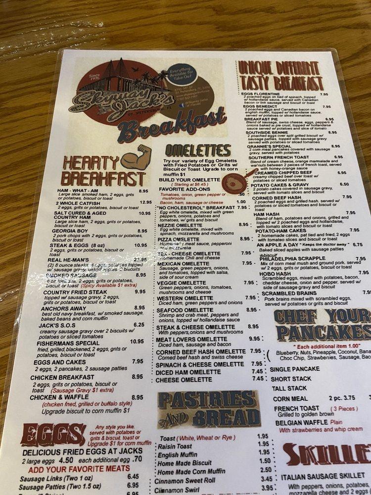 Menu at Skyway Jack's Restaurant, Saint Petersburg, 34th St S