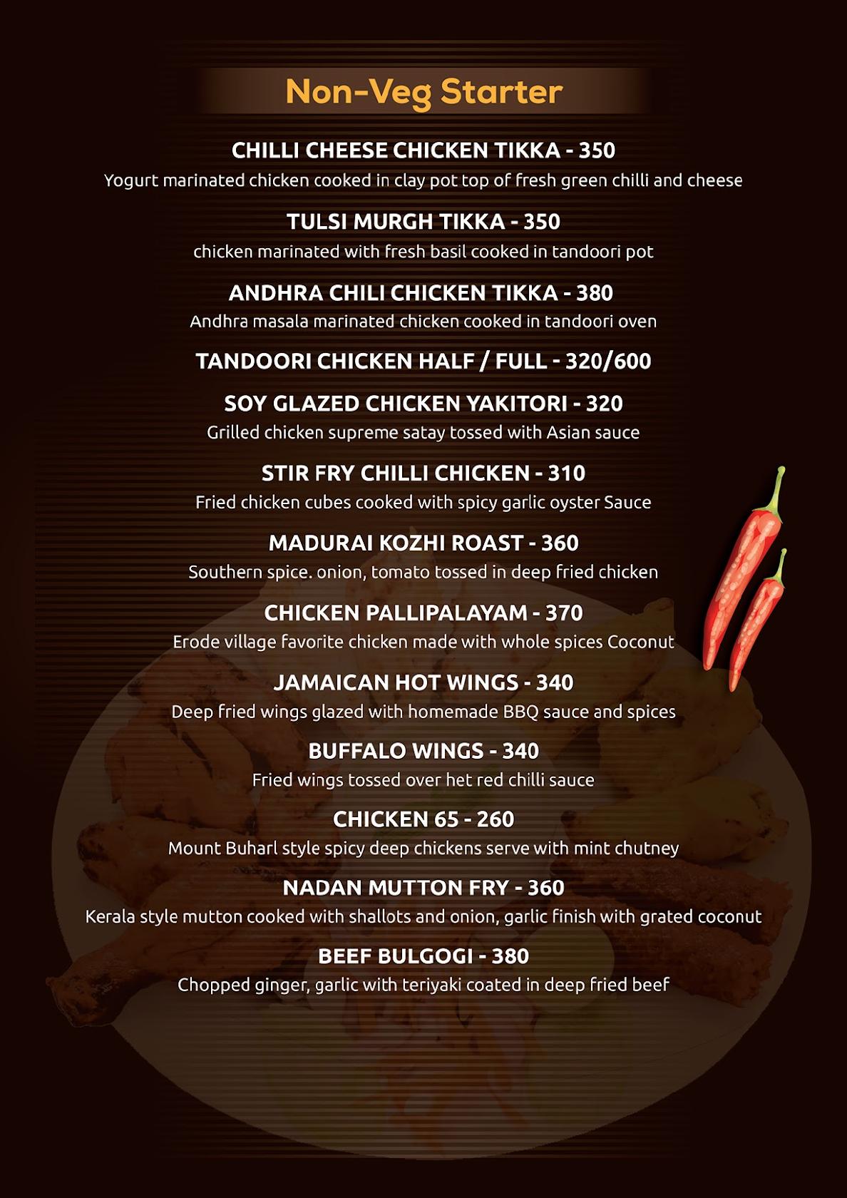 Hotel Ajantha Sea View menu