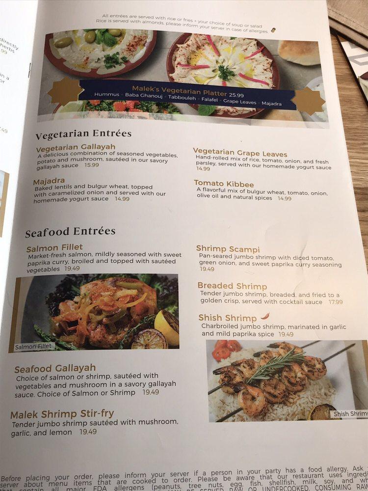 Menu at Malek AlKabob Dearborn restaurant, Dearborn