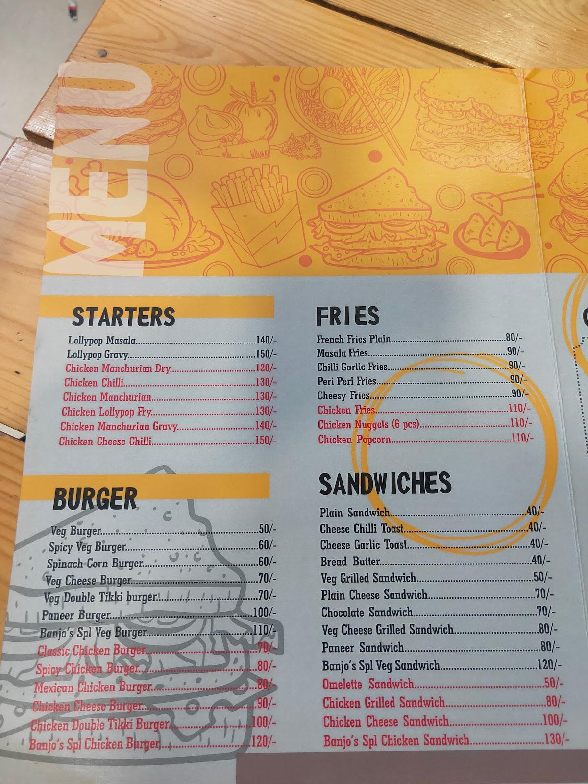 Menu at New Banjo, Rajgurunagar