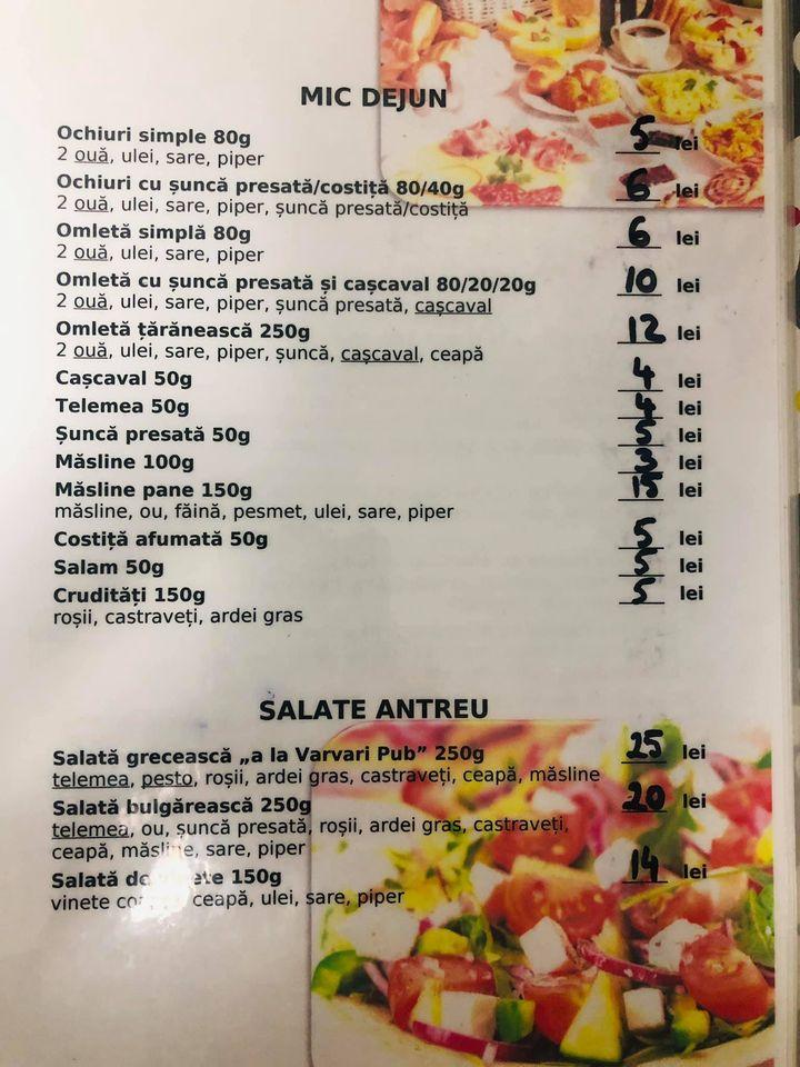 Menu de Varvari Pub