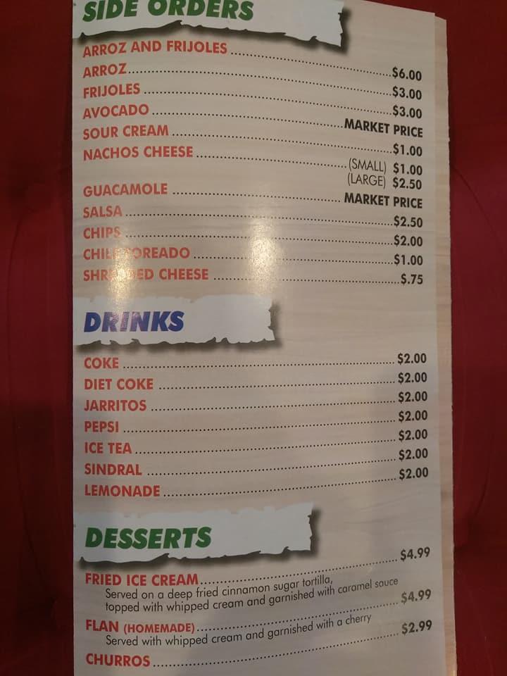 Menu at The Patroons Mexican Restaurant, McHenry