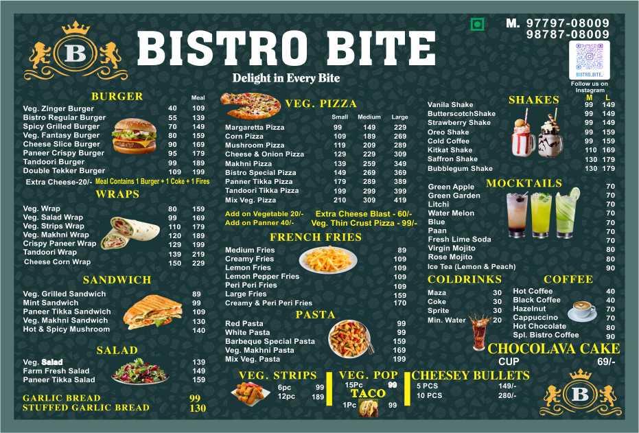 Menu at Bistro bite, Nabha