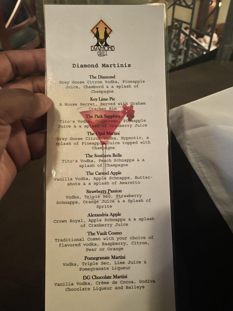 Menu at Diamond Grill steakhouse, Alexandria
