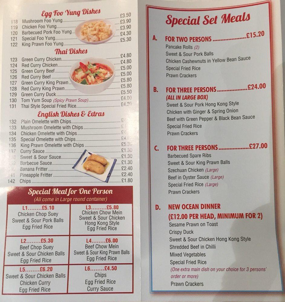 Menu At New Oceans Fast Food Slough   Rb36 Menu New Oceans 