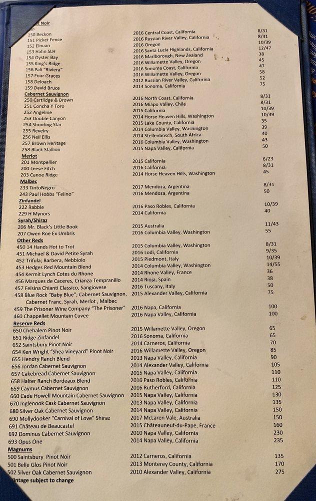 Menu at Cobalt, The Restaurant, Orange Beach