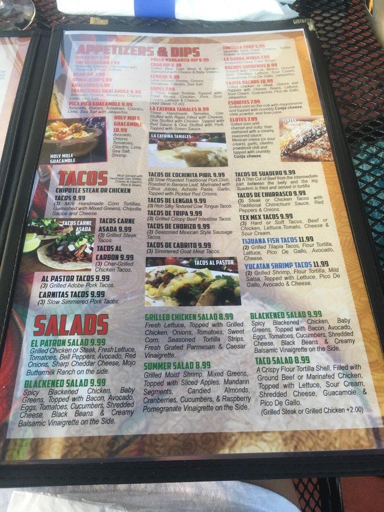 Menu at La Catrina Mexican Restaurant, Cocoa Beach