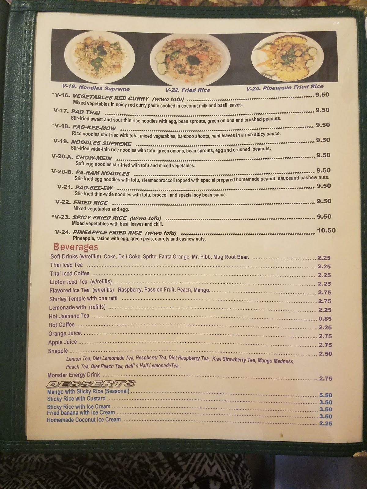 Menu at Thai BBQ, Grants Pass