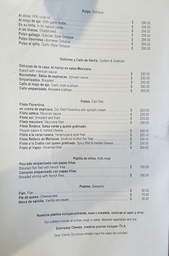 Menu at Rabelos Restaurante, Tijuana