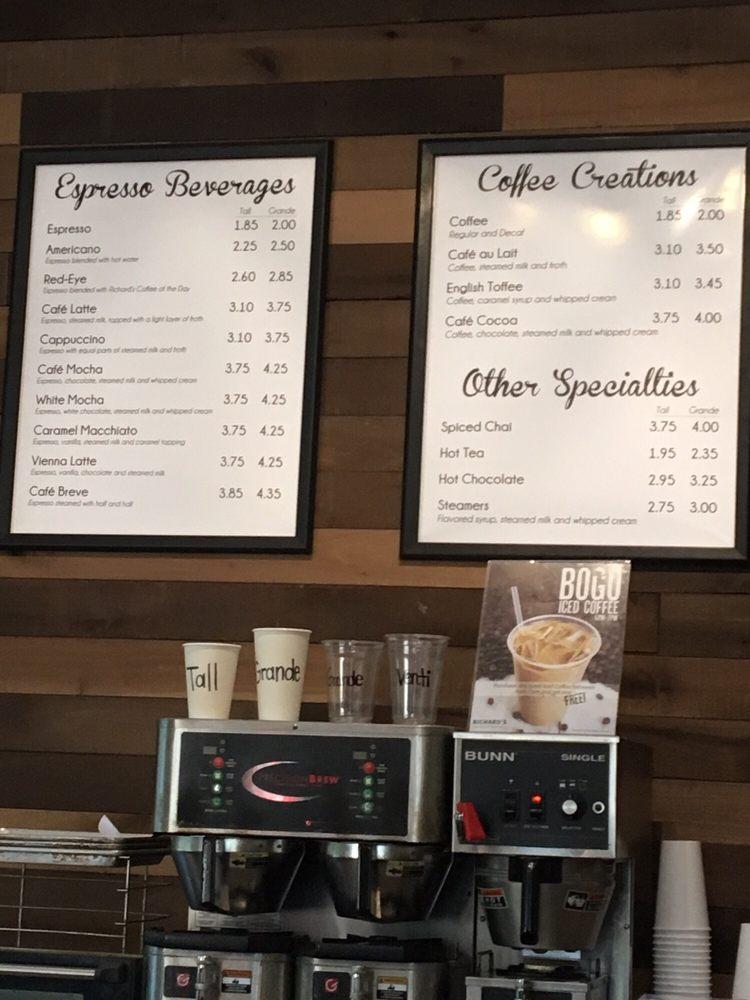 Menu at Richard's Fine Coffees cafe, Winter Haven, 330 Avenue A NW