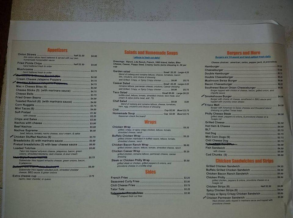 Menu at Pete's Bar And Grill, Albers