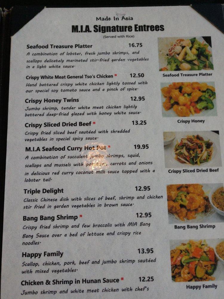 Menu at Made In Asia restaurant, Zion Crossroads
