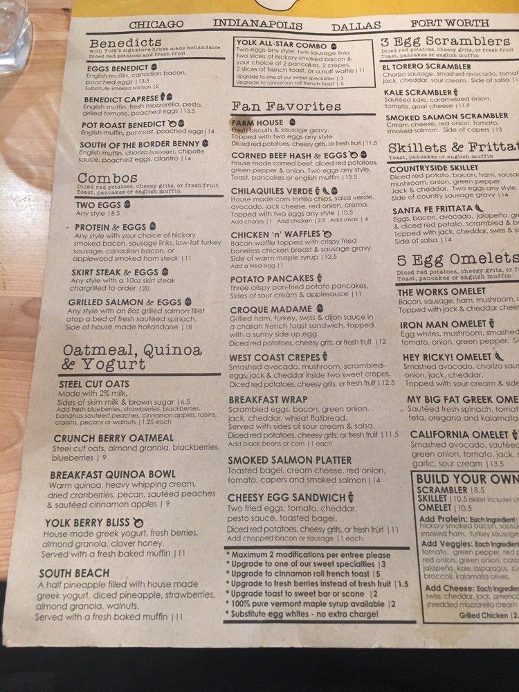 Menu At Yolk - Sundance Square Restaurant, Fort Worth