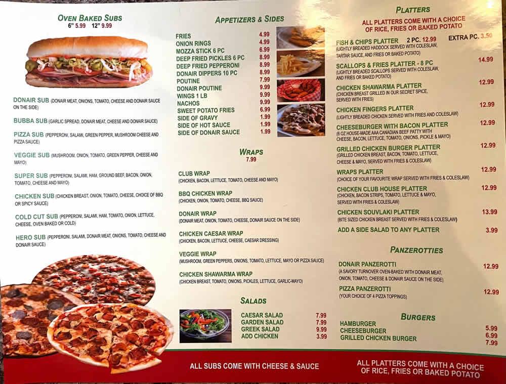 Menu at A1 Pizza Pub & Grill, Pictou