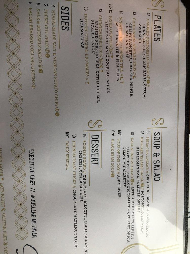 Menu at Scratch Kitchen & Cocktails, Paseo pub & bar, Oklahoma City