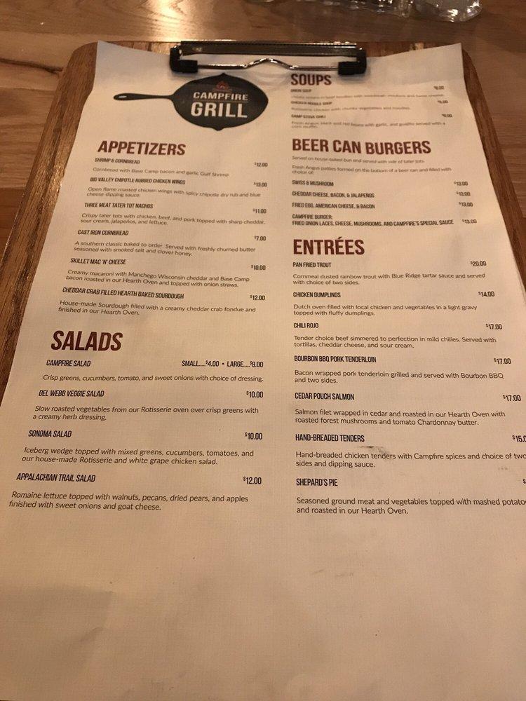 Menu at Campfire Grill restaurant, Massanutten, Delwebb Dr