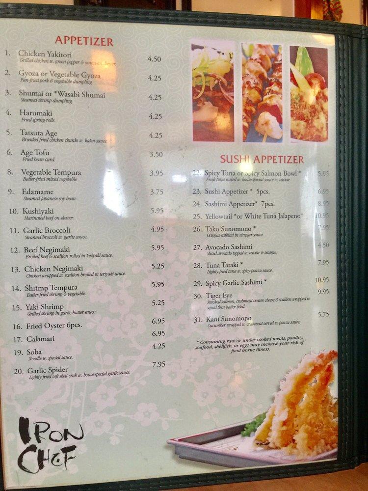 Menu at Iron Chef Japanese Restaurant, Suffolk, Centerbrooke Ln B