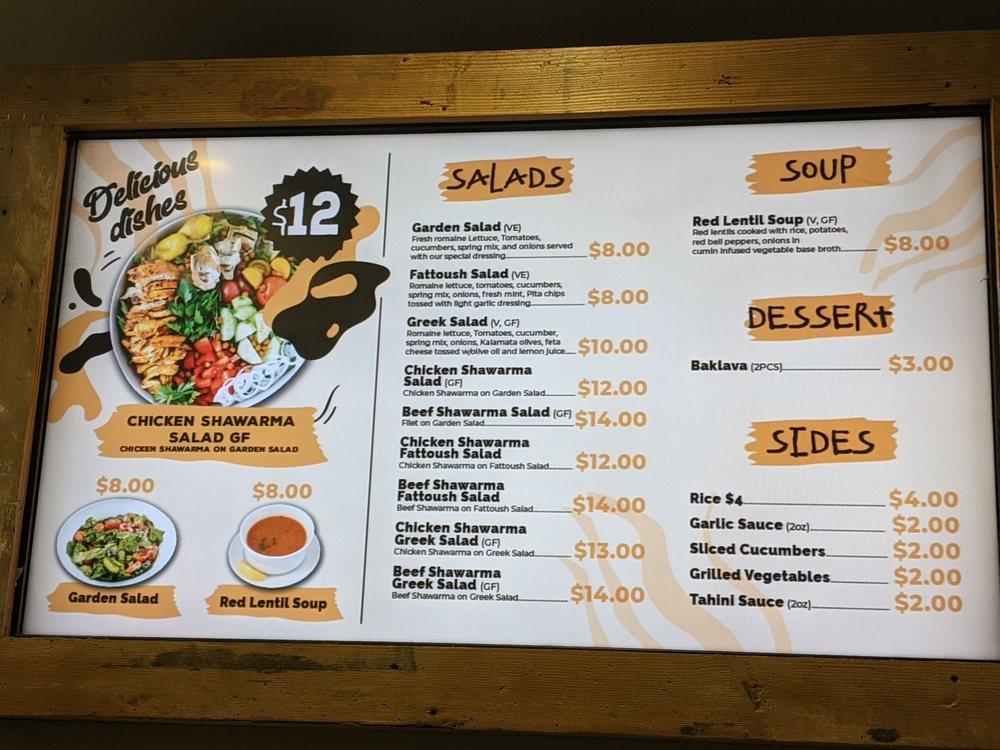 Menu at Mediterranean Spinners restaurant, Azusa