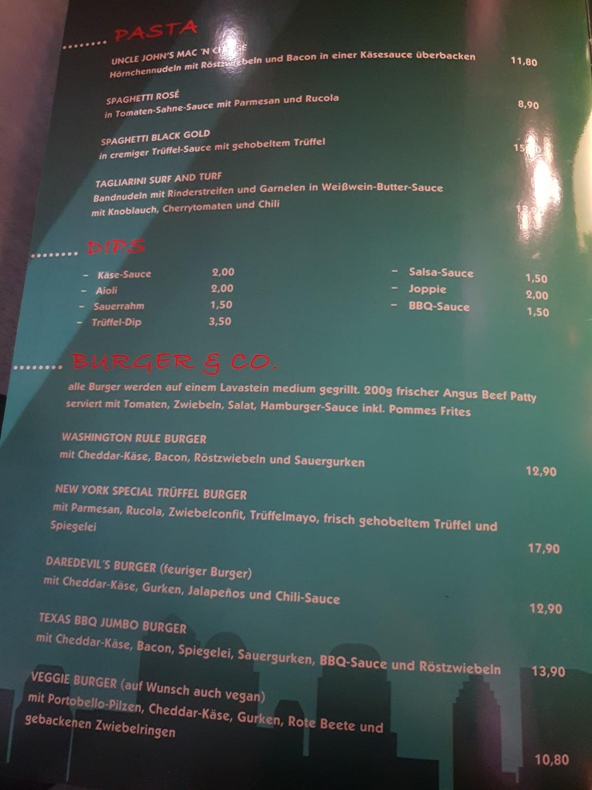 Speisekarte von New York - Bar & Restaurant, Kerpen