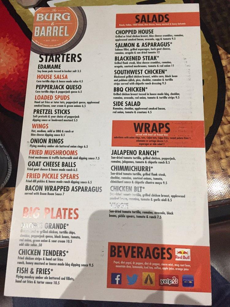 Menu at Burg & Barrel Overland Park, Overland Park