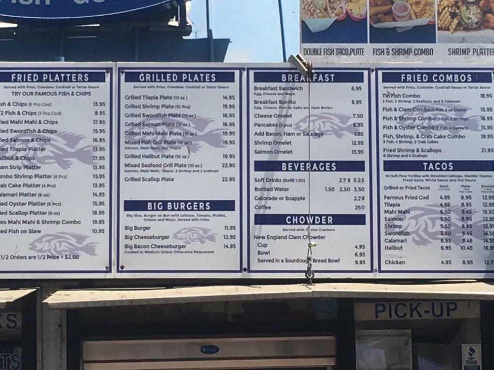 Menu at Tin Fish Oceanside restaurant, Oceanside, 302 The Strand N