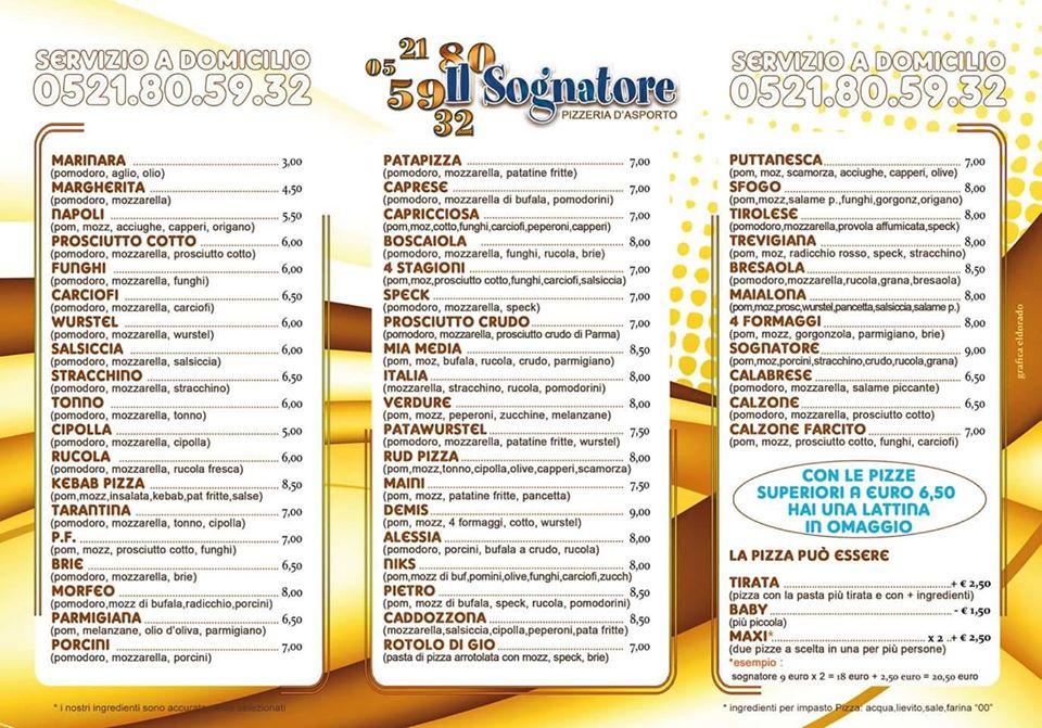 Menu di Il Sognatore Collecchio 