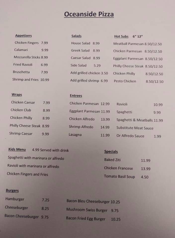 Menu at Sunnyside Cafe, Melbourne Beach
