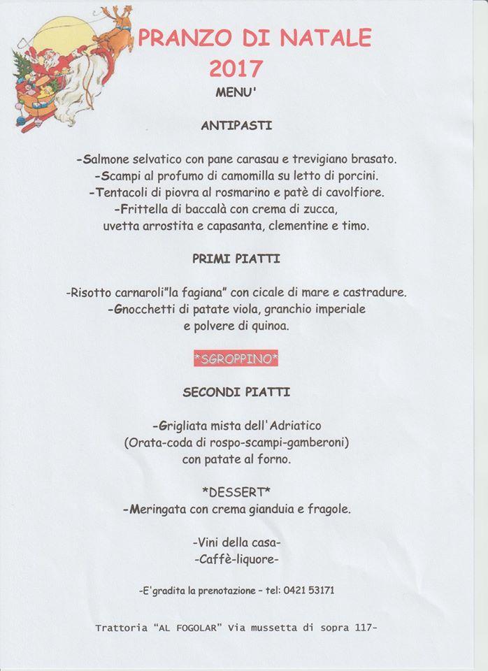 Menu at Trattoria Al Fogolar restaurant, San Donà di Piave