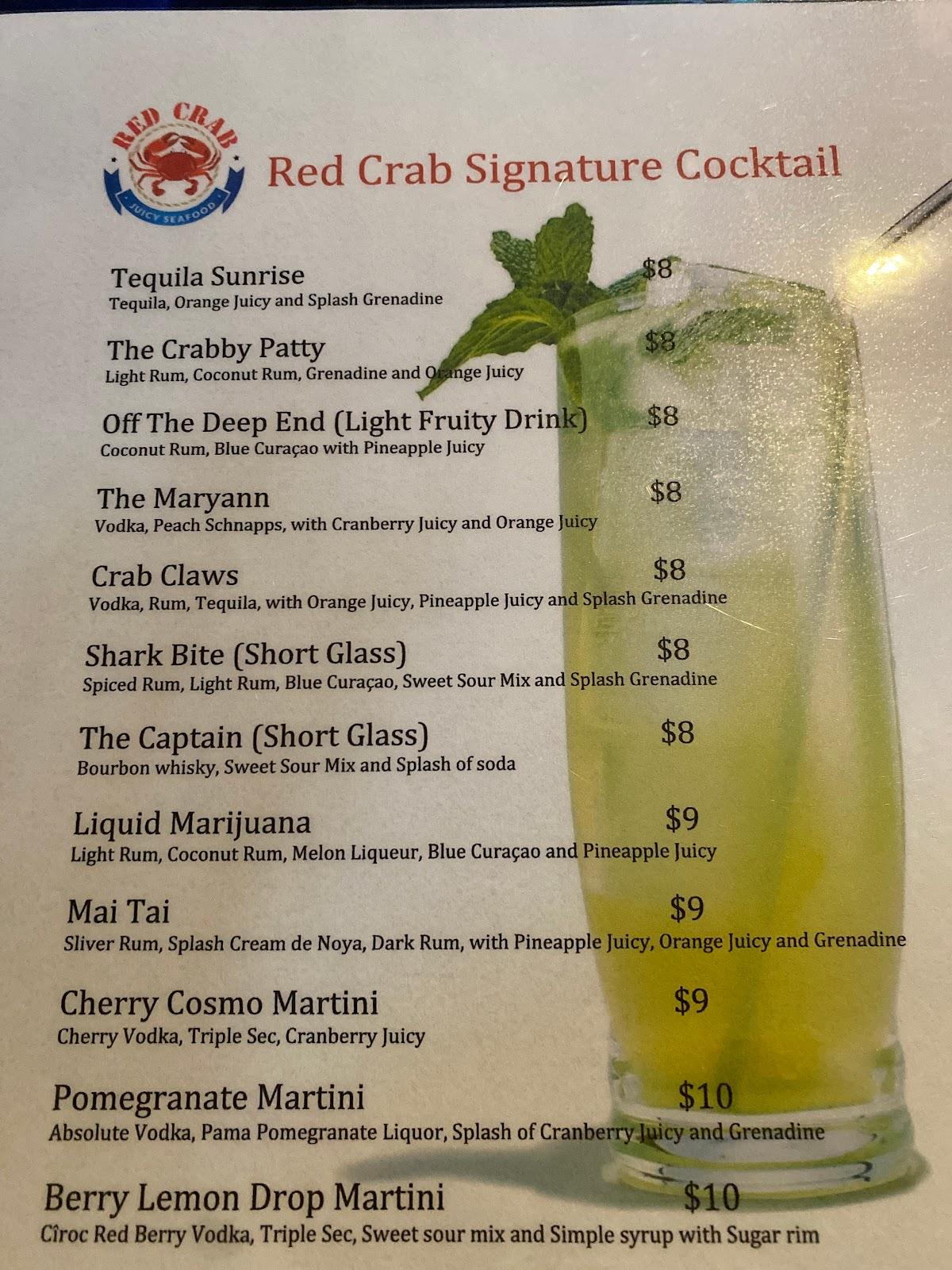 Carta del restaurante Red Crab Juicy Seafood, Arlington