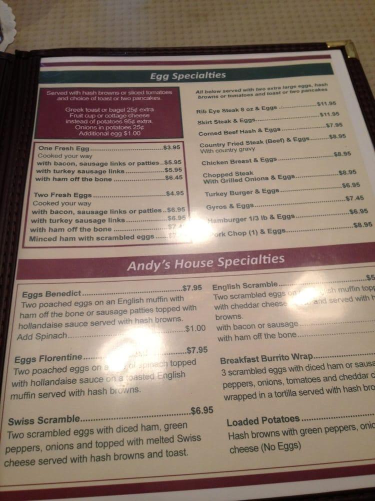 Menu at Andy's Restaurant, Crystal Lake