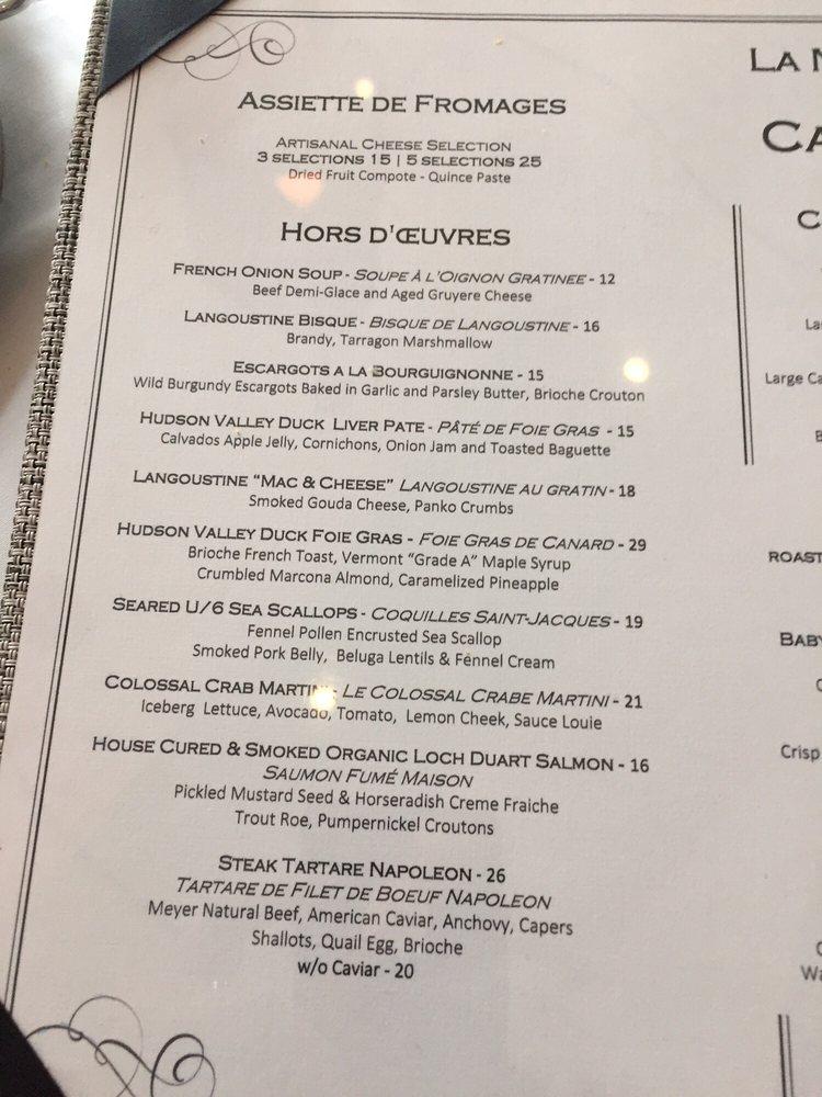 Menu at La Nouvelle Maison restaurant, Boca Raton