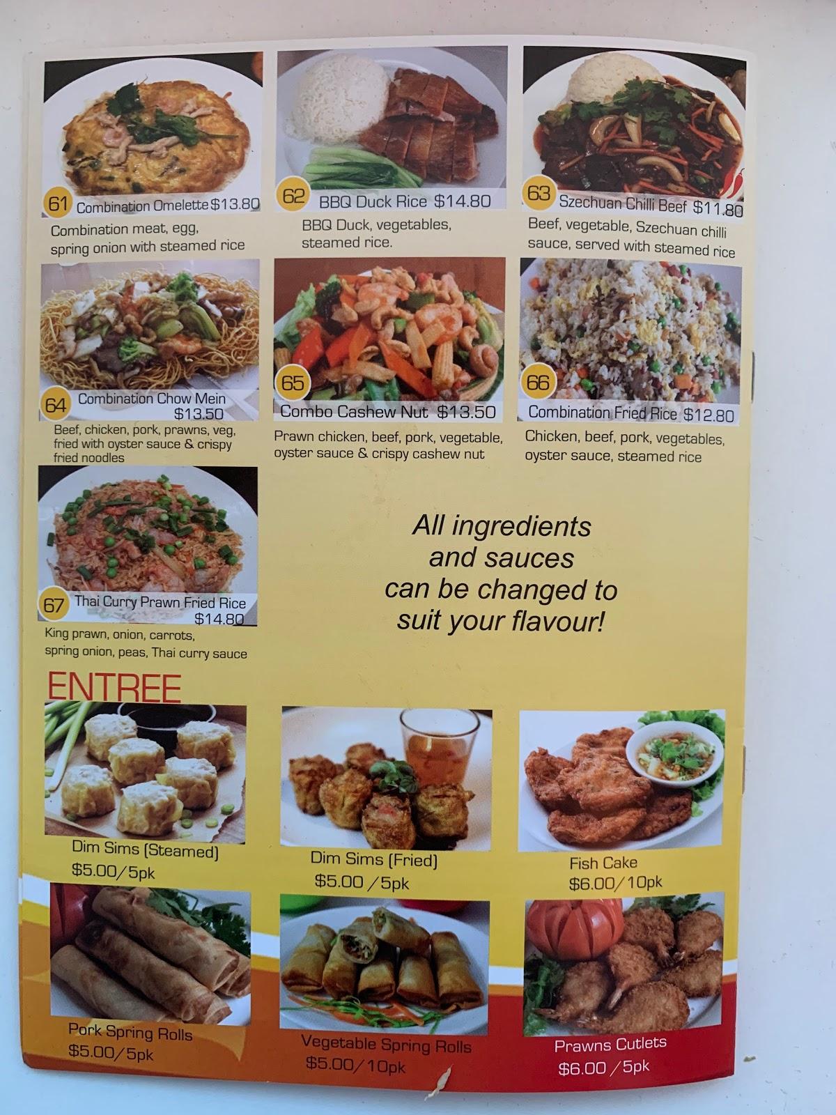Menu at Magic Noodle restaurant, South Tamworth