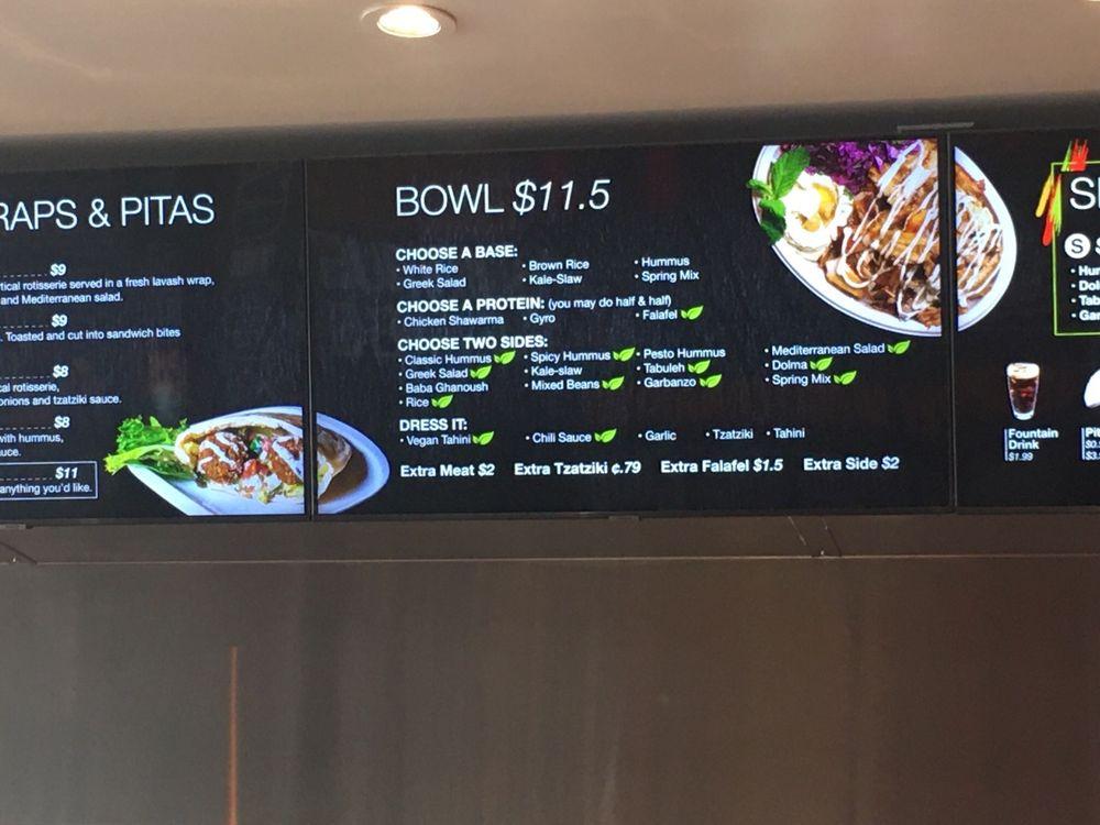 Menu at Yafa Hummus restaurant, Livermore