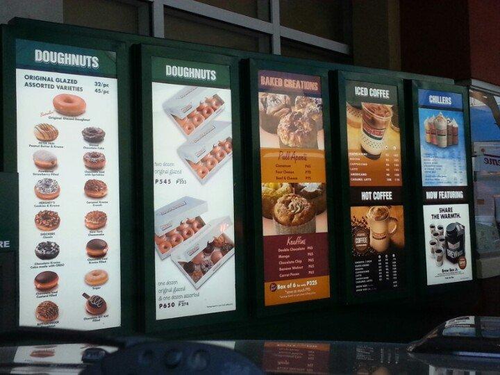 Menu at Krispy Kreme Drive Thru, Davao City